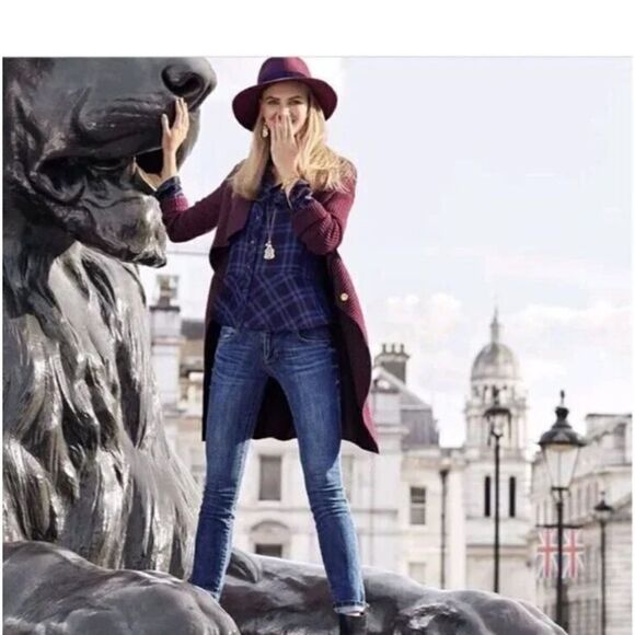 Cabi | 3350 Regal Cardigan Mulberry Wine Gold Tone Buttons Long Line Duster | S - Picture 8 of 13